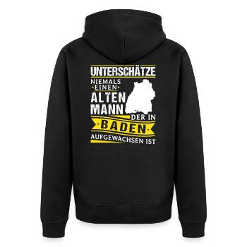 Badisch Dialekt Baden Württemberg - Unisex Premium Bio Zip Hoodie - Schwarz - Hinten - Nico (187cm)