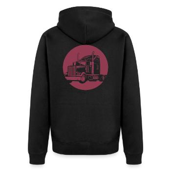 Der Lastwagen - Unisex Premium Bio Zip Hoodie - Schwarz - Hinten - Nico (187cm)