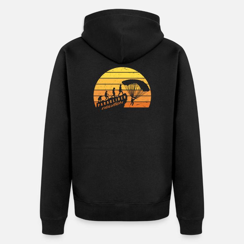 Paraglider Evolution Paragliding - Unisex Premium Organic Zip Hoodie - black