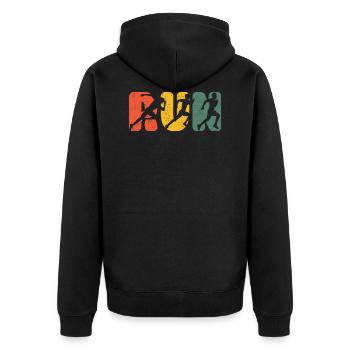 Run Retro Running Vintage Runner Endurance Fitness - Unisex Premium Organic Zip Hoodie - black - Back - Nico (187cm)