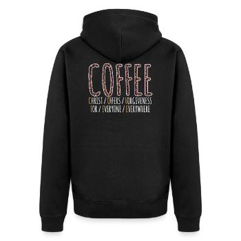 Coffee Definition Christ Offers Forgiveness - Unisex Premium Bio Zip Hoodie - Schwarz - Hinten - Nico (187cm)