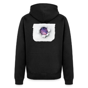 Papier déchiré - Univers - Veste à capuche bio Premium Unisexe - noir - Dos - Nico (187cm)