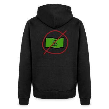 Kein Geld Cartoon Durchgestrichen Schild - Unisex Premium Bio Zip Hoodie - Schwarz - Hinten - Nico (187cm)