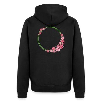 Flower Frame Round - Unisex Premium Organic Zip Hoodie - black - Back - Nico (187cm)
