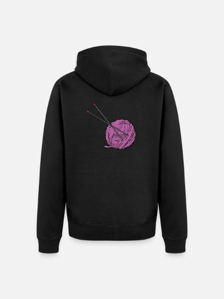 Pink knitting yarn - Unisex Premium Organic Zip Hoodie - black
