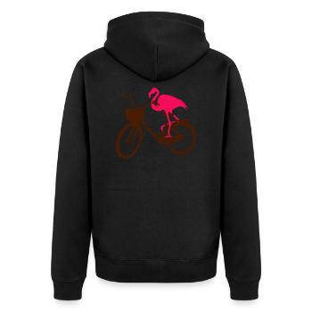 Flamingo Gift Cyclist Bicycle Sport - Unisex Premium Organic Zip Hoodie - black - Back - Nico (187cm)