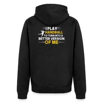 I Play Handball to Turn Into Better Version of me - Unisex Premium Bio Zip Hoodie - Schwarz - Hinten - Nico (187cm)
