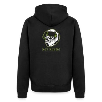 Biker - Unisex Premium Bio Zip Hoodie - Schwarz - Hinten - Nico (187cm)