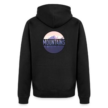 mountains - Unisex Premium Organic Zip Hoodie - black - Back - Nico (187cm)