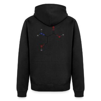 Molécule de sérine - Formule structurale colorée - Veste à capuche bio Premium Unisexe - noir - Dos - Nico (187cm)