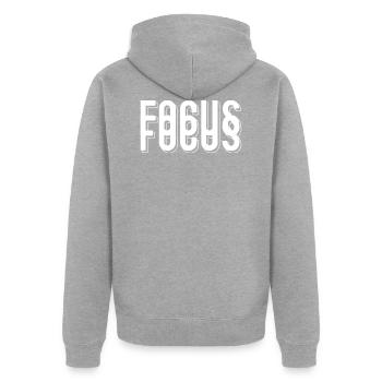 Fokus - Fokus - Unisex Premium Bio Zip Hoodie - Grau meliert - Hinten - Nico (187cm)
