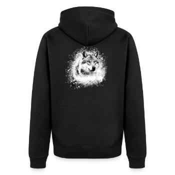 loup,gris,chien, chien de berger,Chien, peinture,graffiti - Veste à capuche bio Premium Unisexe - noir - Dos - Nico (187cm)