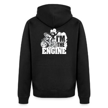 I'm the engine - Unisex Premium Bio Zip Hoodie - Schwarz - Hinten - Nico (187cm)