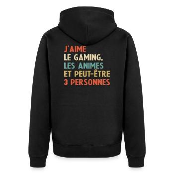 Humour jeux video Gamer Geek Anime Japonais Manga - Veste à capuche bio Premium Unisexe - noir - Dos - Nico (187cm)