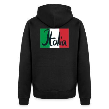 Italia - Italien - Italy - Fußball - Soccer - Unisex Premium Bio Zip Hoodie - Schwarz - Hinten - Nico (187cm)