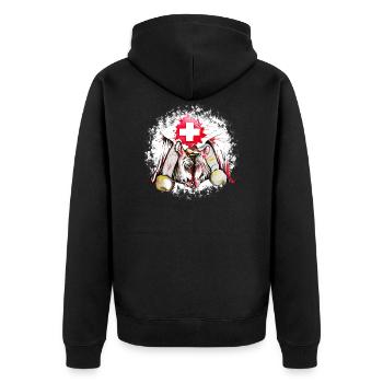 Vache d'hérens eringer suisse - Veste à capuche bio Premium Unisexe - noir - Dos - Nico (187cm)