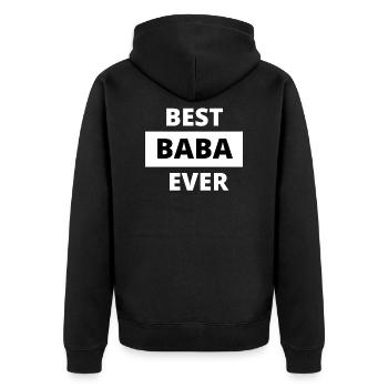 Hediyelik Türkisch Geschenkidee Best Baba Ever - Unisex Premium Bio Zip Hoodie - Schwarz - Hinten - Nico (187cm)