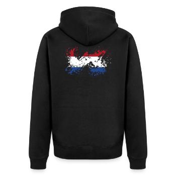 Pays-Bas Pays-Bas Drapeau néerlandais - Veste à capuche bio Premium Unisexe - noir - Dos - Nico (187cm)