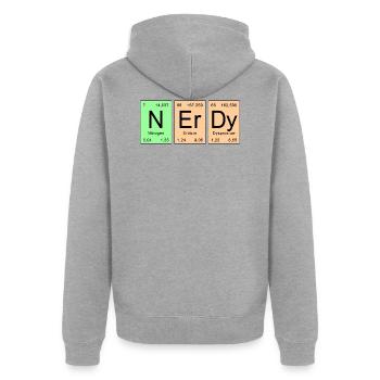 Periodensystem - NErDy - Unisex Premium Bio Zip Hoodie - Grau meliert - Hinten - Nico (187cm)