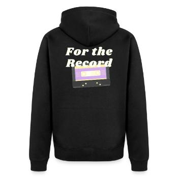 non binary for the record - Unisex Premium Organic Zip Hoodie - black - Back - Nico (187cm)