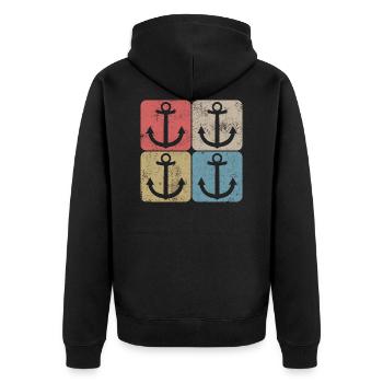 Gift Idea Sea Captain Nautical Anchor Vintage - Unisex Premium Organic Zip Hoodie - black - Back - Nico (187cm)