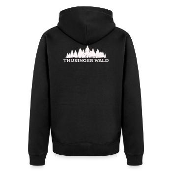 Thüringer Wald Deutschland Urlaub Souvenir - Unisex Premium Bio Zip Hoodie - Schwarz - Hinten - Nico (187cm)
