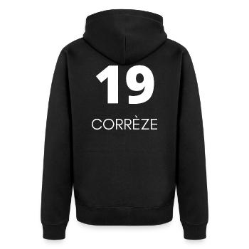19 Corrèze - Veste à capuche bio Premium Unisexe - noir - Dos - Nico (187cm)