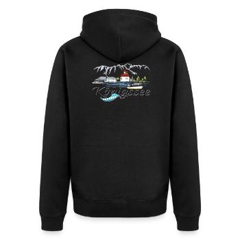 Königssee Halbinsel Hirschau St. Bartholomä - Unisex Premium Bio Zip Hoodie - Schwarz - Hinten - Nico (187cm)