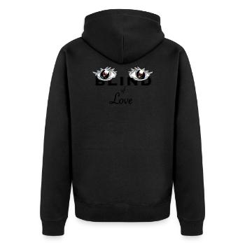 Blind von - Unisex Premium Bio Zip Hoodie - Schwarz - Hinten - Nico (187cm)