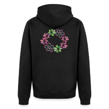 Flower Flowers - Unisex Premium Organic Zip Hoodie - black - Back - Nico (187cm)