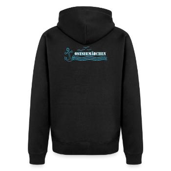 Ostseemädchen blau |Yolo-Artwork - Unisex Premium Bio Zip Hoodie - Schwarz - Hinten - Nico (187cm)