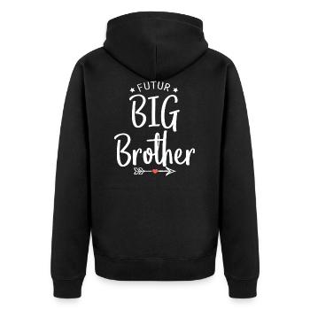 future big brother gift birth big brother - Unisex Premium Organic Zip Hoodie - black - Back - Nico (187cm)