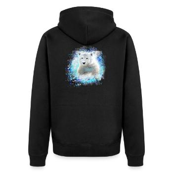 ours polaire, graffiti, bleu,peinture,ours - Veste à capuche bio Premium Unisexe - noir - Dos - Nico (187cm)