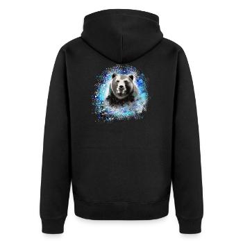 Bär, graffiti, blau,malerei,blau - Unisex Premium Bio Zip Hoodie - Schwarz - Hinten - Nico (187cm)