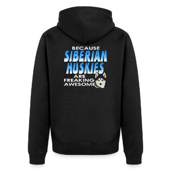 Sibirischer Husky - Unisex Premium Bio Zip Hoodie - Schwarz - Hinten - Nico (187cm)