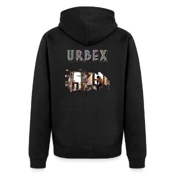URBEX - Unisex Premium Bio Zip Hoodie - Schwarz - Hinten - Nico (187cm)