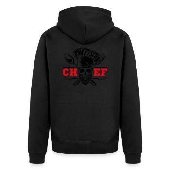Tête de mort Chef Cuisinier - Veste à capuche bio Premium Unisexe - noir - Dos - Nico (187cm)