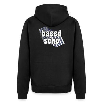 Bayerischer Spruch bassd scho - Veste à capuche bio Premium Unisexe - noir - Dos - Nico (187cm)