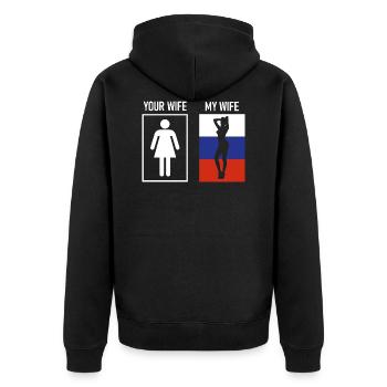 Mon wife cadeau Russie Amour Russe - Veste à capuche bio Premium Unisexe - noir - Dos - Nico (187cm)