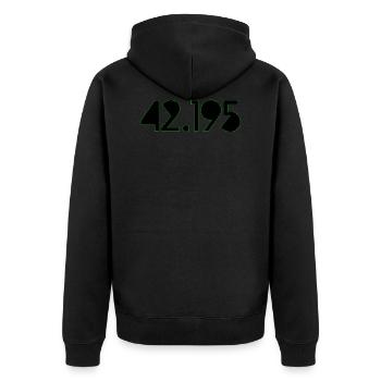 42 195 K - Unisex Premium Bio Zip Hoodie - Schwarz - Hinten - Nico (187cm)