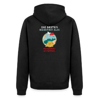 Die Besten kommen aus Mecklenburg Vorpommern - Unisex Premium Bio Zip Hoodie - Schwarz - Hinten - Nico (187cm)