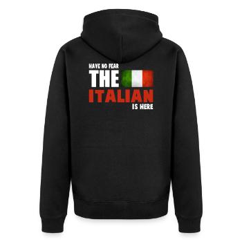 Haben Sie keine Angst Der Italiener ist hier - Italiener - Unisex Premium Bio Zip Hoodie - Schwarz - Hinten - Nico (187cm)