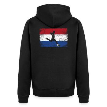 Niederlande Fußball Fan von Holland Mannschaft - Unisex Premium Bio Zip Hoodie - Schwarz - Hinten - Nico (187cm)