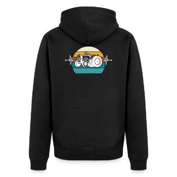 Herzschlag Trecker - Unisex Premium Bio Zip Hoodie - Schwarz - Hinten - Nico (187cm)