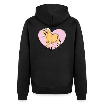 Fjordpferd zum verlieben total süßes - Unisex Premium Bio Zip Hoodie - Schwarz - Hinten - Nico (187cm)
