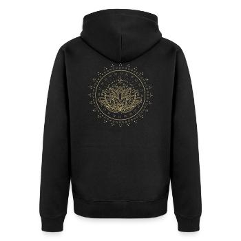Mandala Yoga Lotus Fleur Amour hippie spirituel - Veste à capuche bio Premium Unisexe - noir - Dos - Nico (187cm)