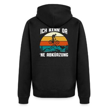 Ich kenn da ne Abkürzung - Unisex Premium Bio Zip Hoodie - Schwarz - Hinten - Nico (187cm)