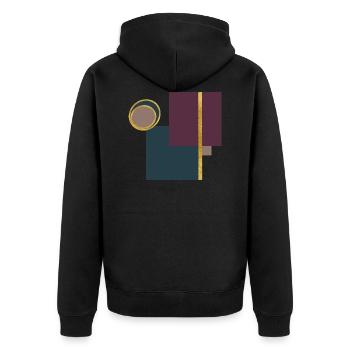 Geometric Artwork with Squares, Circles and Gold - Unisex Premium Bio Zip Hoodie - Schwarz - Hinten - Nico (187cm)