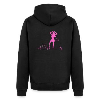 Hula Girl Pink - Unisex Premium Bio Zip Hoodie - Schwarz - Hinten - Nico (187cm)