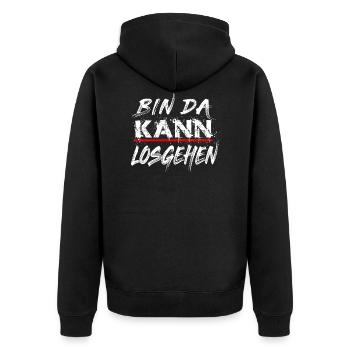 Lustig Geschenk Spruch Arbeit Party Losgehen-white - Unisex Premium Bio Zip Hoodie - Schwarz - Hinten - Nico (187cm)